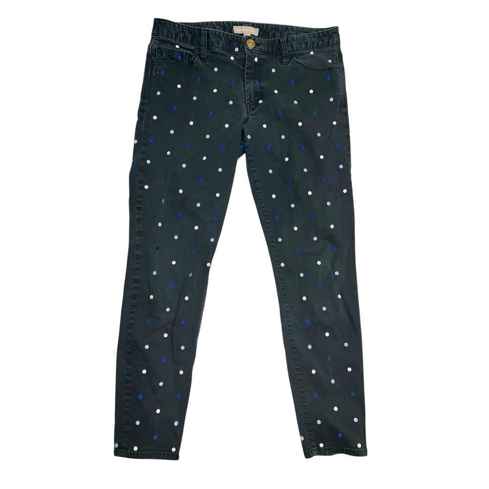 Banana Republic Women's Mid Rise Skinny Black Polka Dot Jeans Size 29